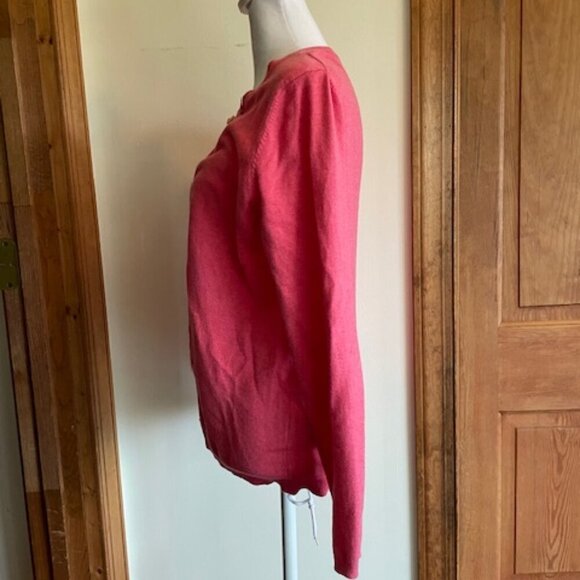 BODEN Pink Red Grosgrain Placket Button Cotton Long Sleeve Cardigan Swea… - Picture 10 of 15